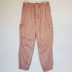 Hunter & Brown Women Cargo Multi Pocket Jogger Pull On Drawstring Pants Size L